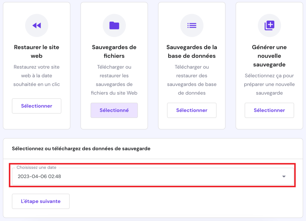 gestion fichiers lancer sauvegarde wordpress