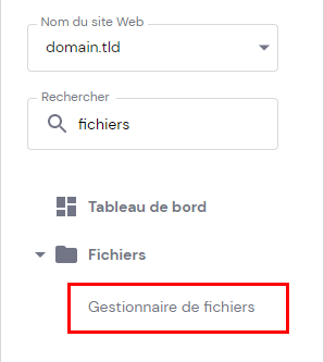 Le gestionnaire de fichiers sur hpanel