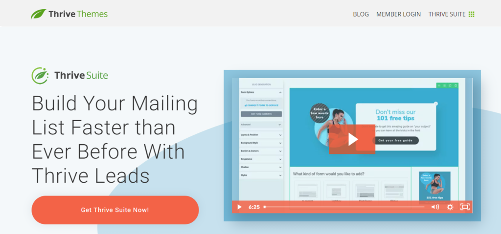 Banni&egrave;re du plugin WordPress Thrive Leads