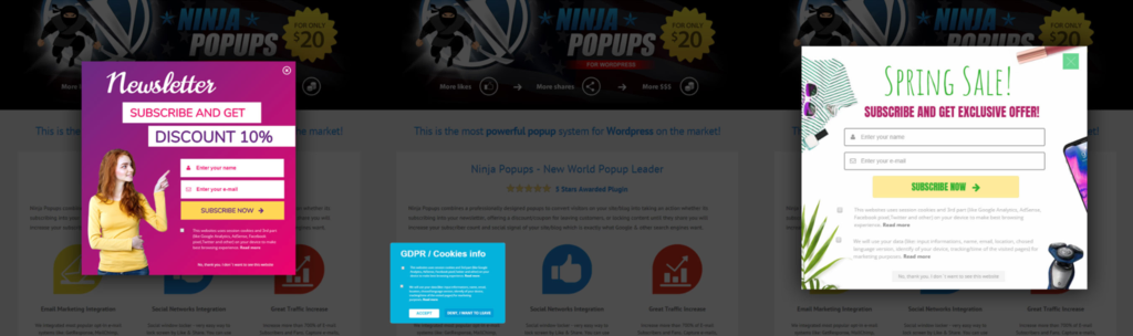 Banni&egrave;re du plugin WordPress Ninja Popups
