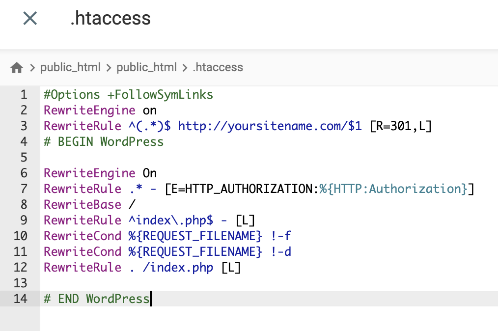 modification du fichier .htaccess 