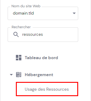 usage-des-ressources-sur-hPanel Le bouton Utilisation des ressources dans le hPanel