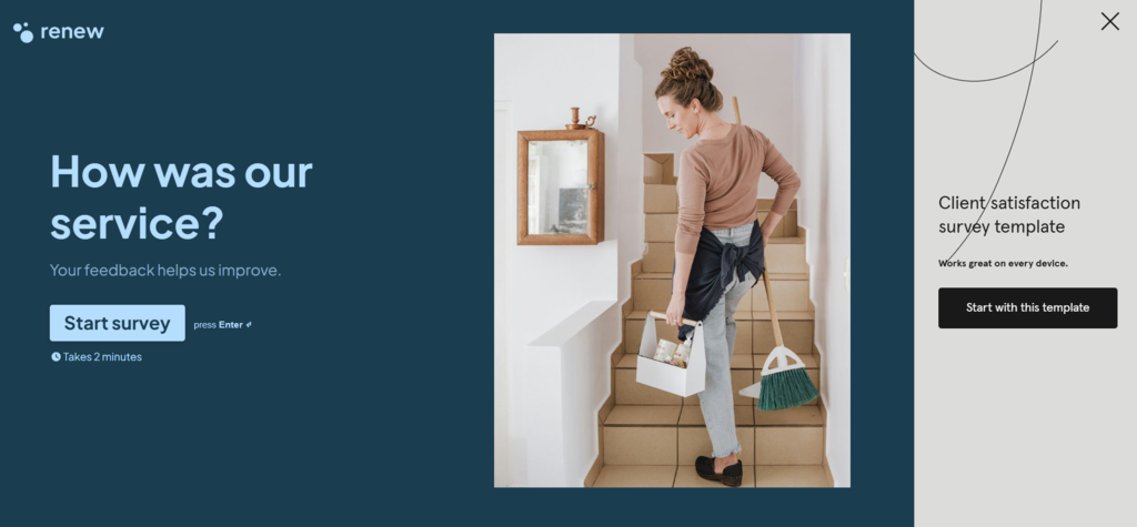 Modèle de formulaire de retour d'information pour les clients de Typeform