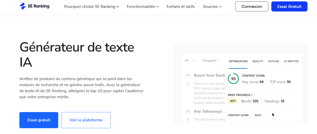 G&eacute;n&eacute;rateur de texte IA de SE Ranking
