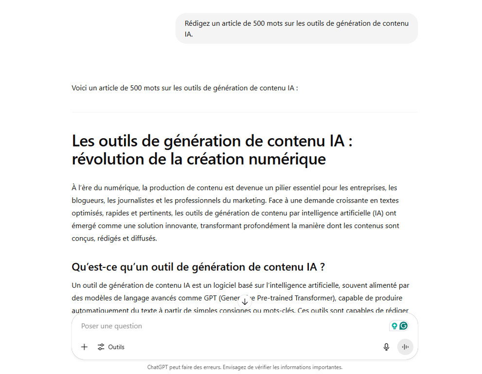 Exemple d'article ChatGPT
