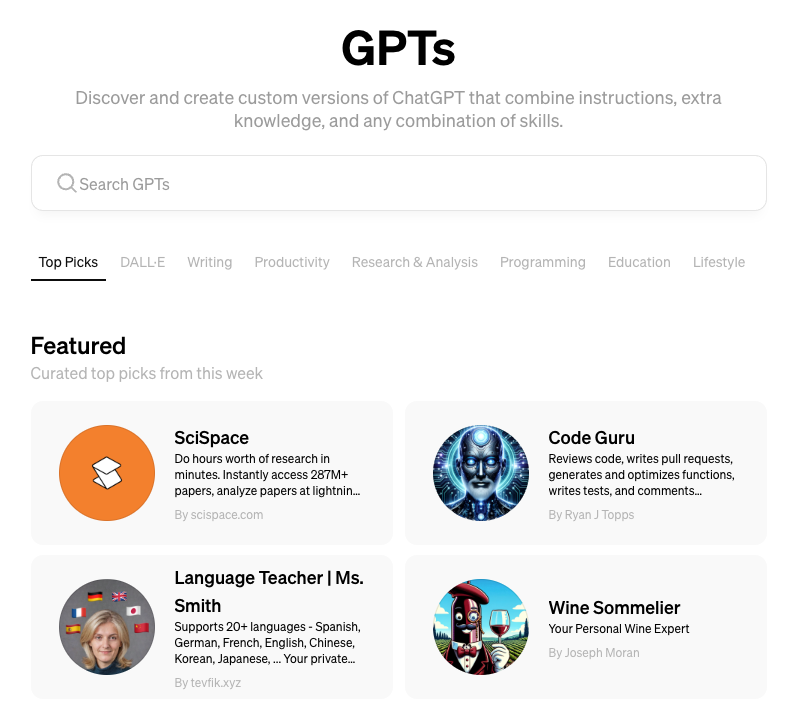 Version personnalisée de ChatGPT