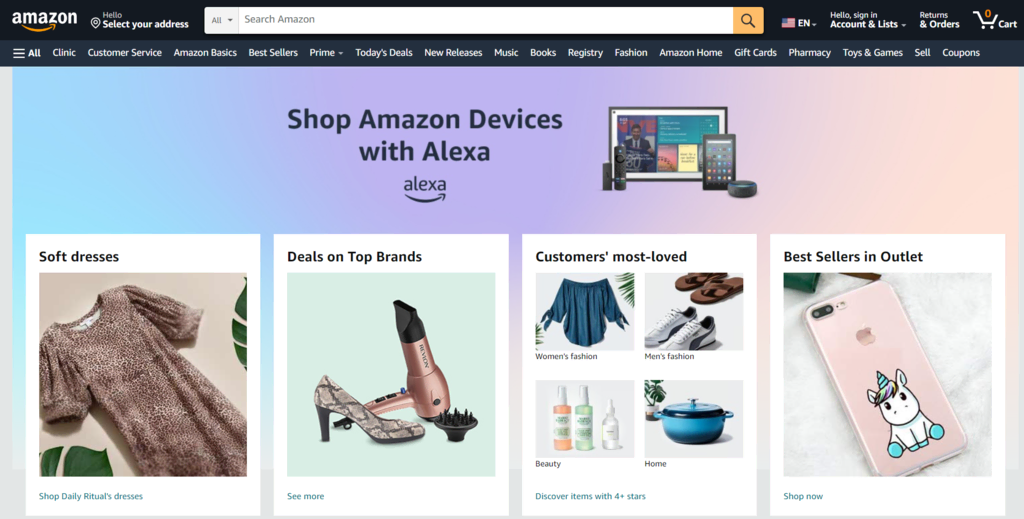 landing page Amazon