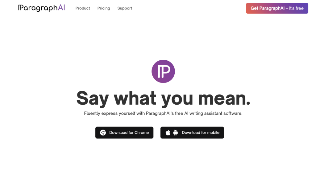 Page d'accueil de ParagraphAI