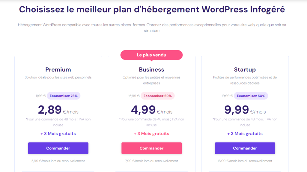 hébergement WordPress infogéré Hostinger