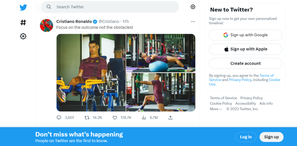 La page d'accueil de Twitter