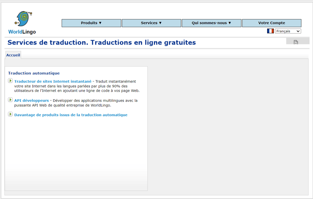 banni&egrave;re de WorldLingo