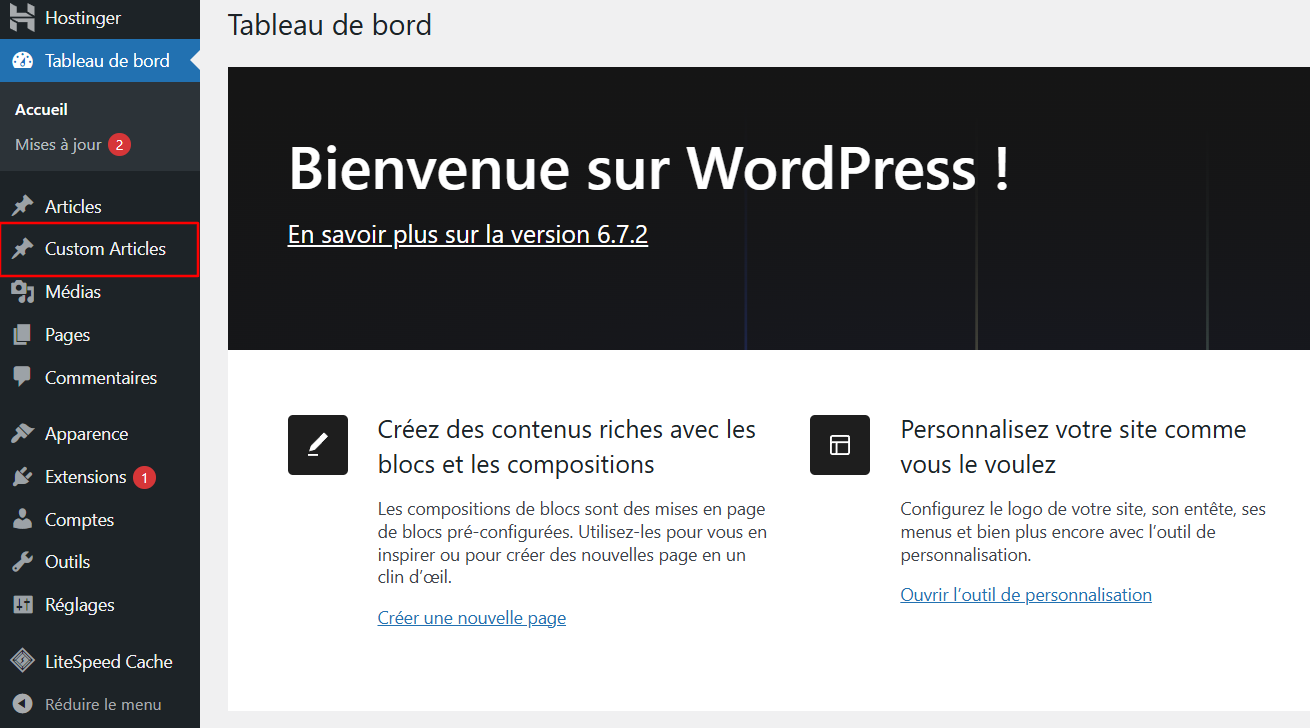 Custom articles dans la barre latérale de WordPress