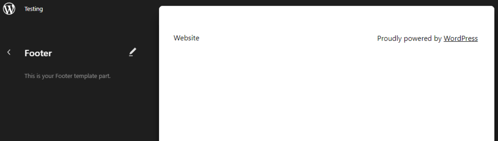 Ouverture du pied de page à l'aide de l'option template part