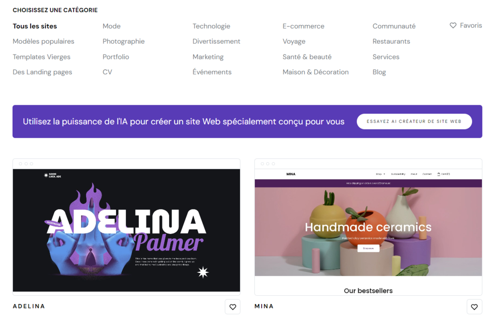 Choisir un modèle préconçu sur Hostinger