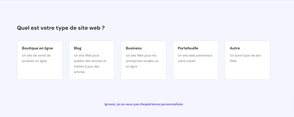 Assistant d'installation de site Hostinger