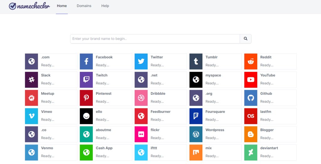 La page d'accueil de Namecheckr