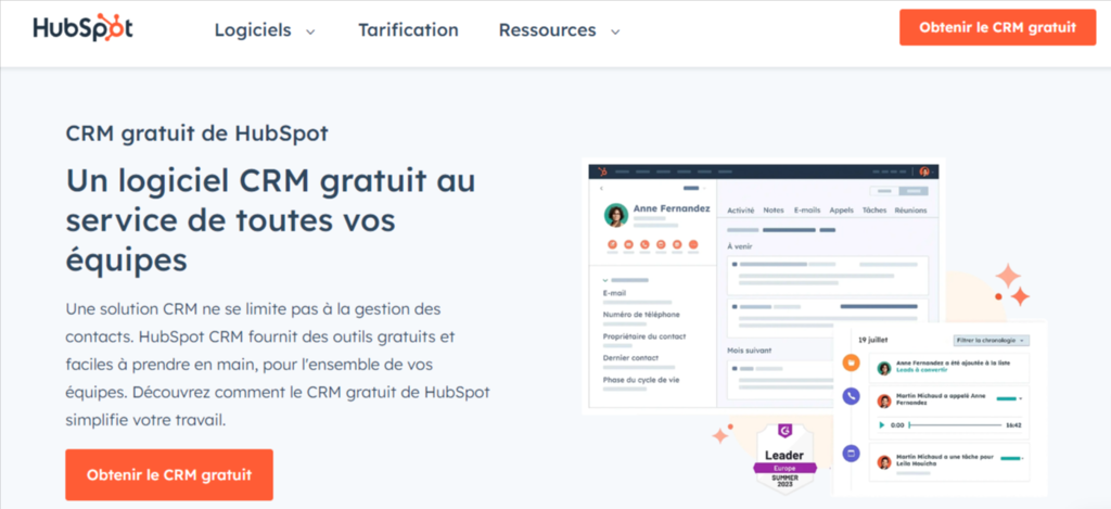 le logicel CRM de Hubspot