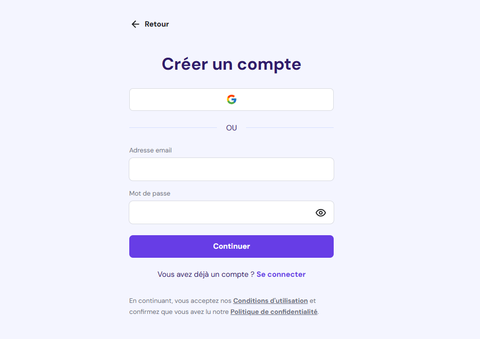 Créer un compte Hostinger