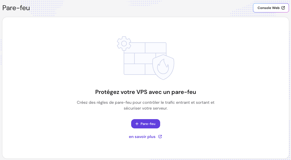 hpanel-vps-settings-firewall Pare-feu VPS Hostinger permettant de créer des règles depuis une interface graphique sans utiliser la ligne de commande