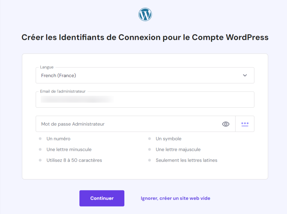 formulaire-détails-de-connexion-au-nouveau-compte-WordPress Un formulaire pour saisir les détails de connexion au nouveau compte WordPress