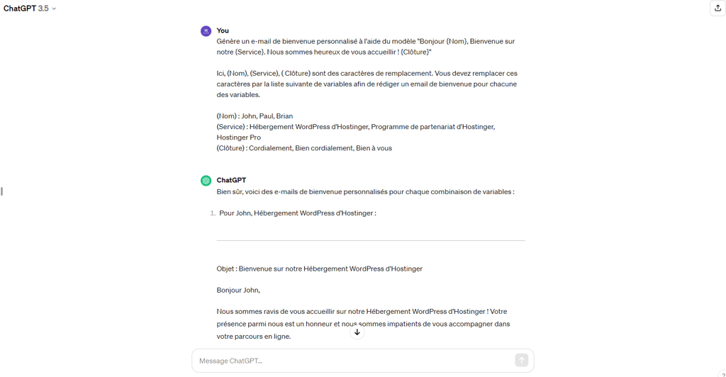Exemple de la technique de remplissage du template