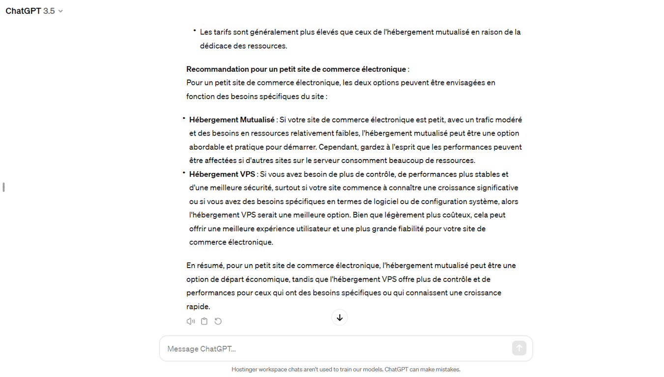 ChatGPT répondant à la deuxième question de l'invite combinée
