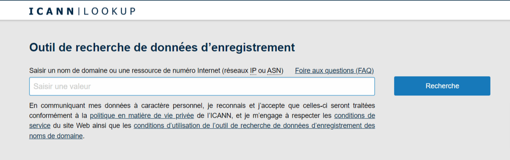 Icann Lookup, un outil de recherche de donn&eacute;es d'enregistrement