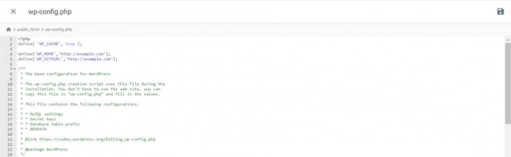 Ajout des lignes au fichier wp-config.php.