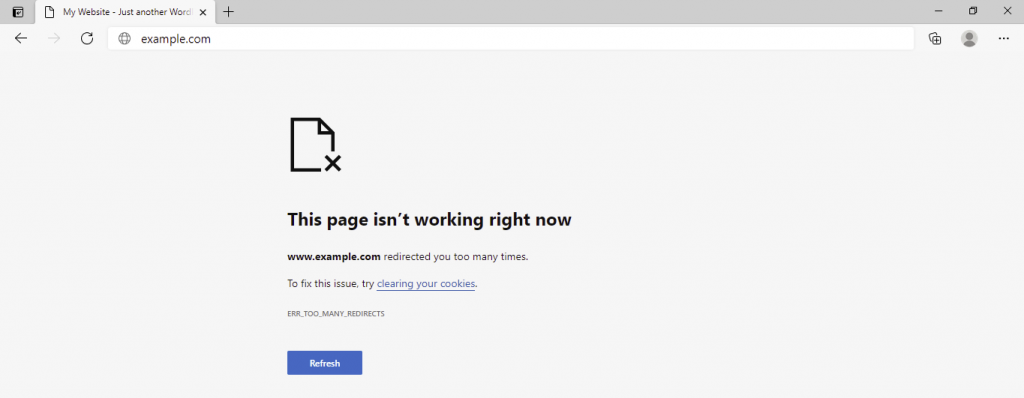 Message d'erreur de Mozilla Firefox pour err_too_many_redirects.