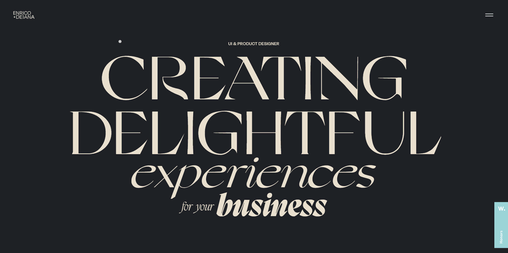 Portfolio exemple : Page d'accueil d' Enrico Deiana
