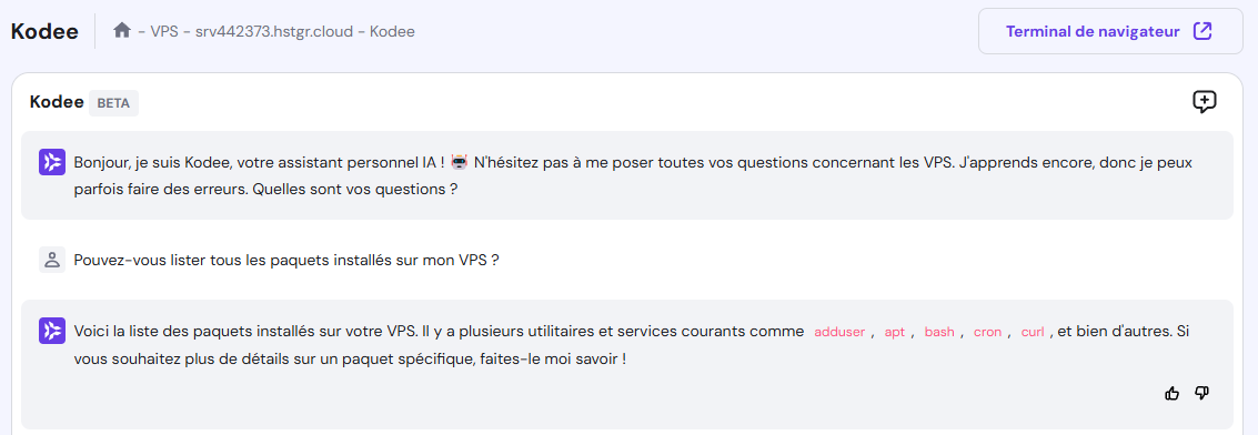 utiliser Kodee pour lister les paquets installés sur votre serveur Ubuntu.
