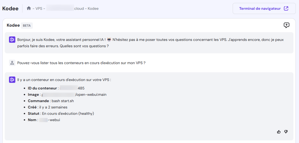 Lister les conteneurs en cours d'exécution sur le VPS