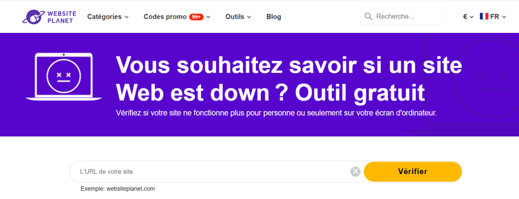 Outil de vérification de sites Web de Website Planet