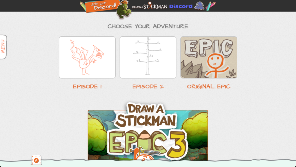 Page d’accueil de Draw a Stickman