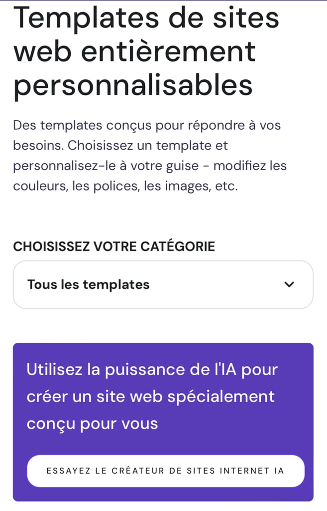 Templates de l'&eacute;diteur mobile