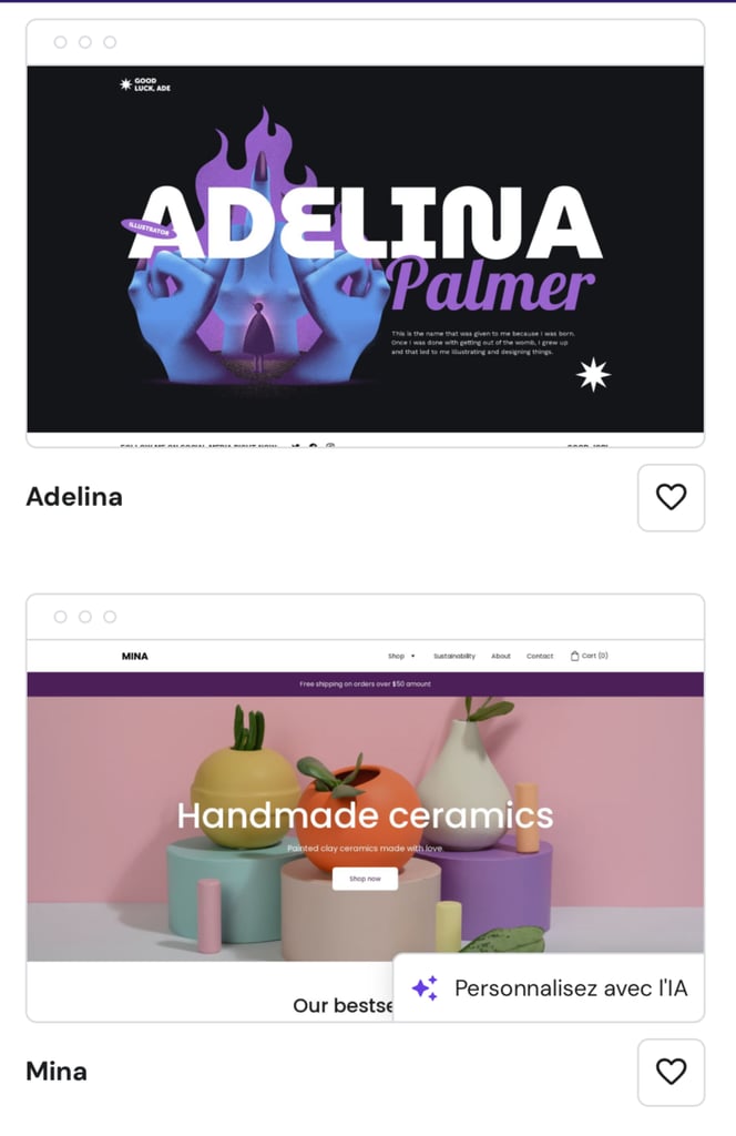 Mod&egrave;les de l'&eacute;diteur mobile