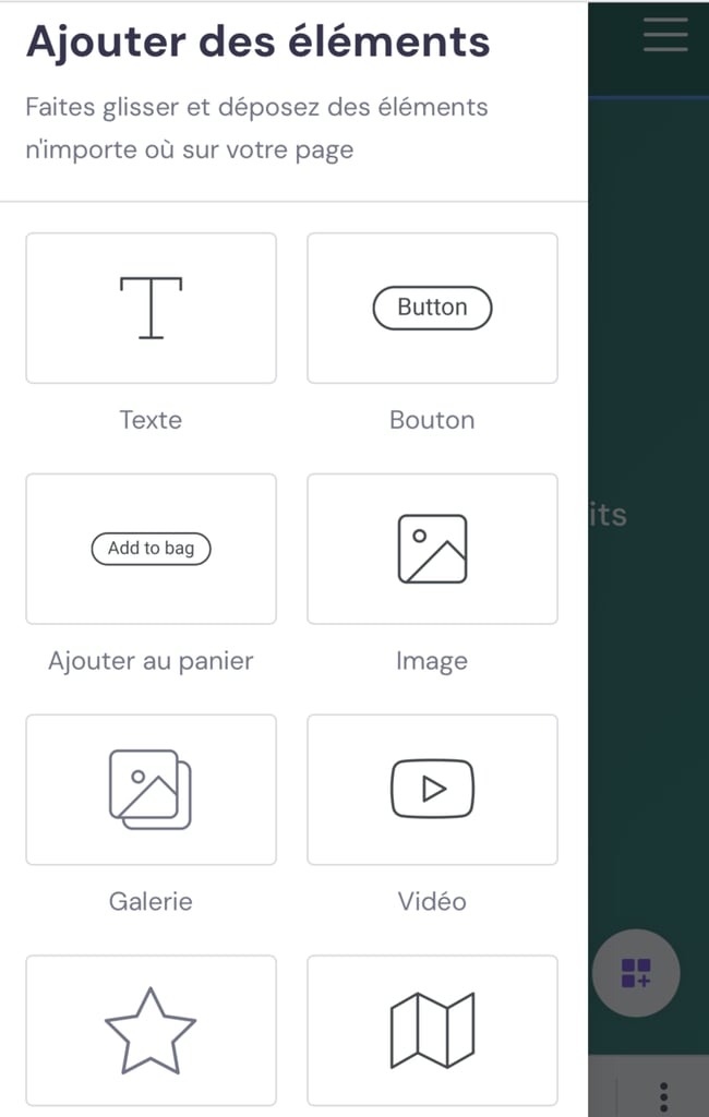 Options de modification des &eacute;l&eacute;ments dans le menu lat&eacute;ral