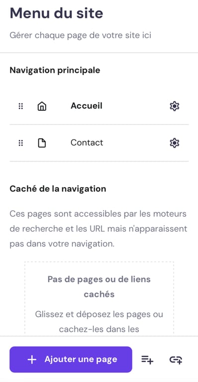 Menu du site