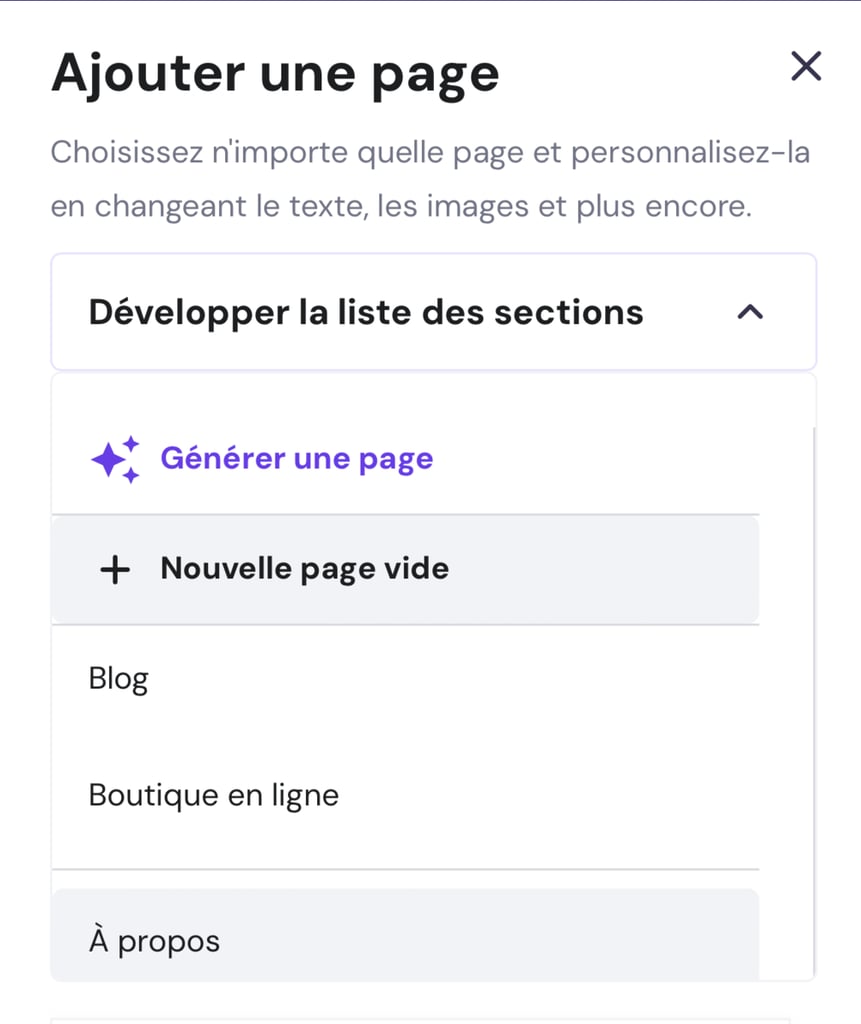 Ajouter une page dans l'&eacute;diteur mobile
