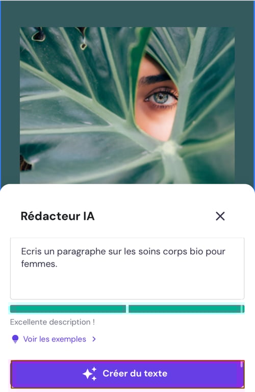 le rédacteur IA de l'éditeur mobile