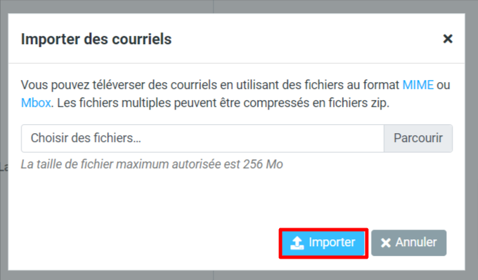 Assistant d'importation d'email dans Hostinger webmail