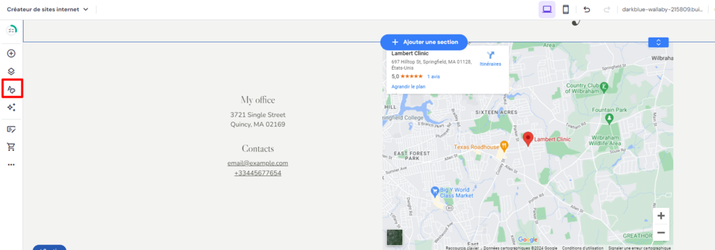 Le menu des styles du site web