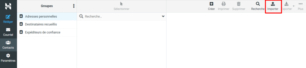 Tableau de bord du webmail Hostinger