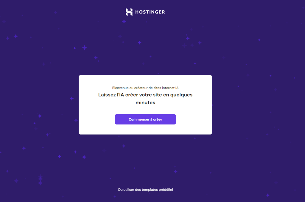 Créer un site avec l'IA sur Hostinger