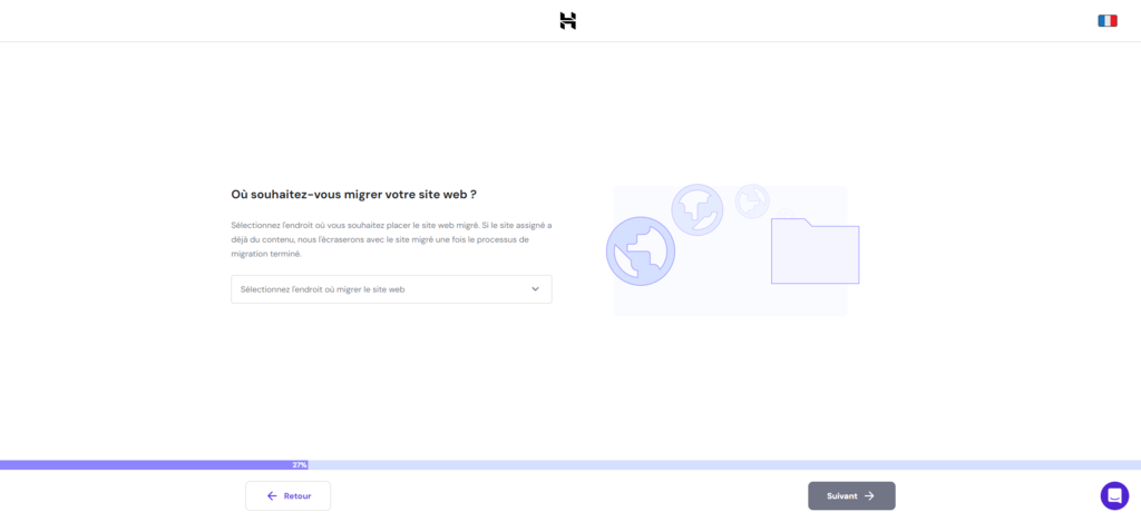 D&eacute;cider de l'emplacement du site web migr&eacute; dans hPanel
