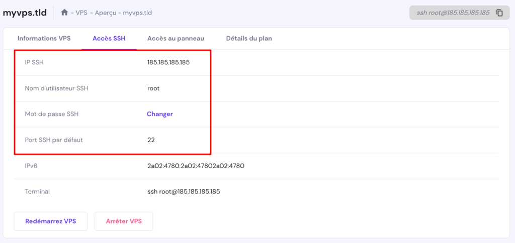 Accéder à l'onglet d'accès SSH sur hPanel