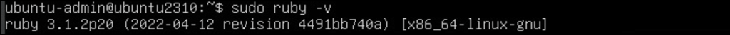 Terminal renvoie la version de Ruby install&eacute;e