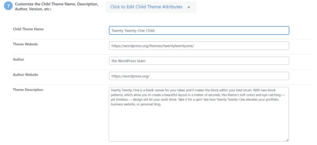 Personnalisation-des-informations-du-thème-enfant Personnalisation des informations du thème enfant dans le tableau de bord du Child Theme Configurator