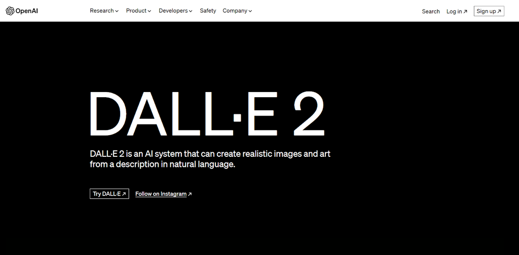 Page d'accueil de DALL-E, un générateur d'images d'IA