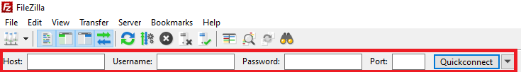 Barre de connexion rapide de FileZilla